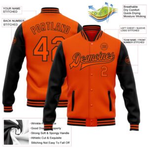 Custom Orange Black Bomber Full Snap Varsity Baseball Jacket Custom Team Jacket 2 dcvykc.jpg