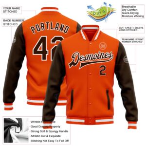 Custom Orange Brown White Bomber Full Snap Varsity Baseball Jacket Custom Team Jacket 2 aiitsx.jpg