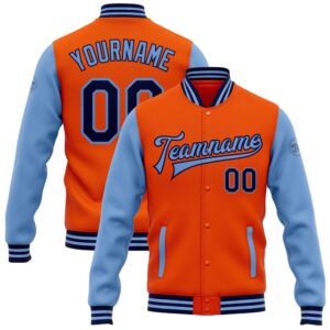 Custom Orange Navy Light Blue Bomber Full…