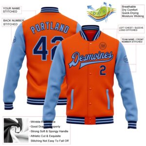Custom Orange Navy Light Blue Bomber Full Snap Varsity Baseball Jacket Custom Team Jacket 2 ndjjha.jpg