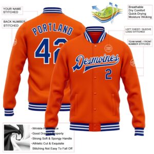 Custom Orange Royal White Bomber Full Snap Baseball Jacket Custom Team Jacket 2 zh3glv.jpg