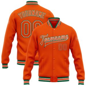 Custom Orange White Kelly Green Bomber Full…