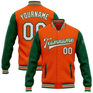 Custom Orange White Kelly Green Bomber Full…