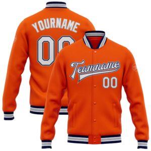 Custom Orange White Navy Gray Bomber Full…