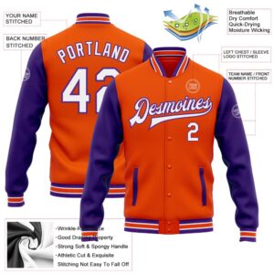 Custom Orange White Purple Bomber Full Snap Varsity Baseball Jacket Custom Team Jacket 2 nrbo4f.jpg