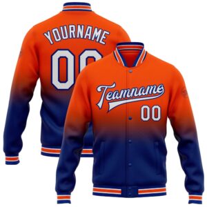 Custom Orange White Royal Bomber Full Snap…