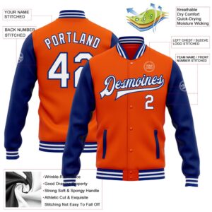 Custom Orange White Royal Bomber Full Snap Varsity Baseball Jacket Custom Team Jacket 2 dzrzkq.jpg
