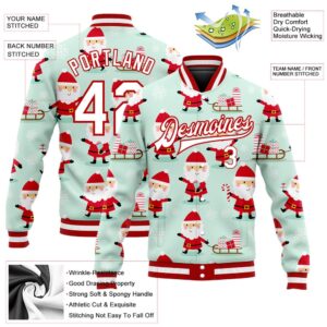 Custom Pea Green White Red Christmas 3D Bomber Full Snap Baseball Jacket Custom Team Jacket 2 nxcnsv.jpg