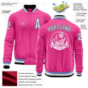 Custom Pink Black Light Blue Bomber Varsity Letterman Zipper Jacket Custom Team Jacket 2 gdngld.jpg