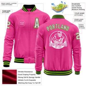 Custom Pink Black Neon Green Bomber Varsity Baseball Jacket Custom Team Jacket 2 skxqes.jpg