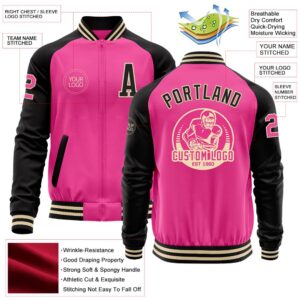 Custom Pink Cream Black Bomber Varsity Baseball Jacket Custom Team Jacket 2 xit2dp.jpg
