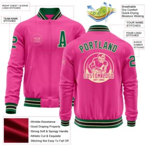 Custom Pink Kelly Green Cream Black Bomber Varsity Baseball Jacket Custom Team Jacket 2 ylc6zh.jpg