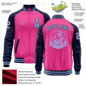 Custom Pink Light Blue Navy Bomber Varsity Baseball Jacket Custom Team Jacket 2 dfwbes.jpg