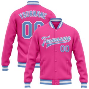 Custom Pink Light Blue White Bomber Full…
