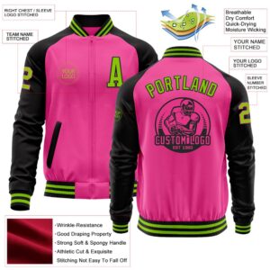 Custom Pink Neon Green Black Bomber Varsity Baseball Jacket Custom Team Jacket 2 bksxqa.jpg