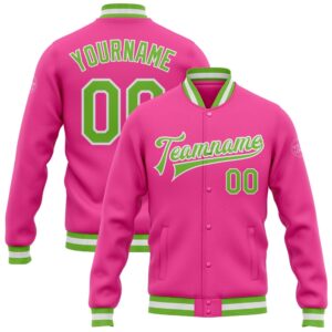 Custom Pink Neon Green White Bomber Full…