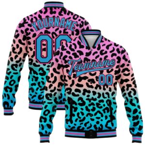 Custom Pink Sky Blue Black Leopard Print…