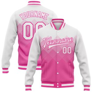 Custom Pink White 3D Pattern Design Bomber…