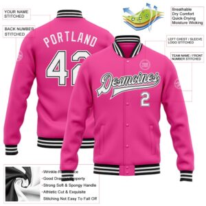 Custom Pink White Black Bomber Full Snap Baseball Jacket Custom Team Jacket 2 cvkv4f.jpg