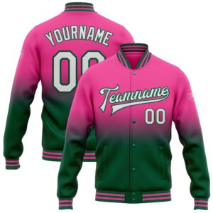 Custom Pink White Kelly Green Bomber Full…