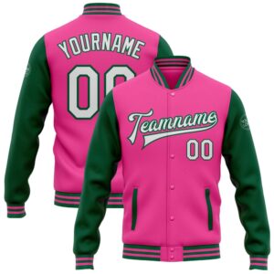 Custom Pink White Kelly Green Bomber Full…