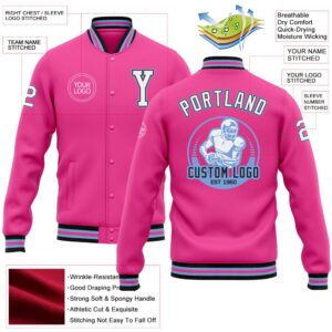 Custom Pink White Light Blue Black Bomber Full Snap Baseball Jacket Custom Team Jacket 2 reb0rc.jpg