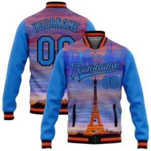 Custom Powder Blue Black Orange Eiffel Tower…