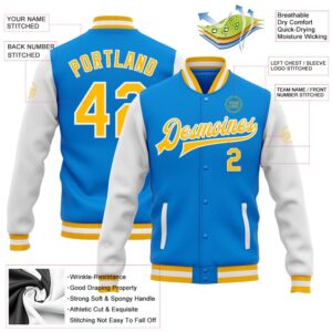 Custom Powder Blue Gold White Bomber Full Snap Varsity Baseball Jacket Custom Team Jacket 2 ilge6o.jpg