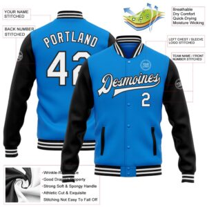 Custom Powder Blue White Black Bomber Full Snap Varsity Baseball Jacket Custom Team Jacket 2 akbez0.jpg