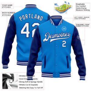 Custom Powder Blue White Royal Bomber Full Snap Varsity Baseball Jacket Custom Team Jacket 2 sjviyx.jpg