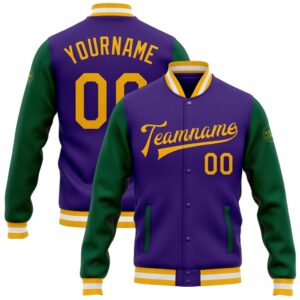 Custom Purple Gold Kelly Green Bomber Full…