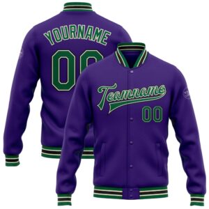Custom Purple Kelly Green Cream Black Bomber…