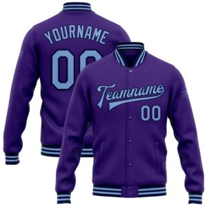 Custom Purple Light Blue Navy Bomber Full…