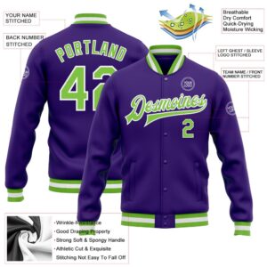 Custom Purple Neon Green White Bomber Full Snap Baseball Jacket Custom Team Jacket 2 z4f32y.jpg