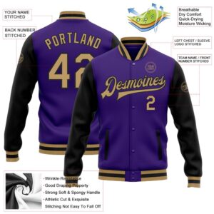 Custom Purple Old Gold Black Bomber Full Snap Varsity Baseball Jacket Custom Team Jacket 2 xpi5gg.jpg