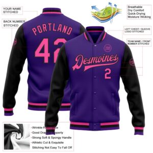 Custom Purple Pink Black Bomber Full Snap Varsity Baseball Jacket Custom Team Jacket 2 vmp6mq.jpg