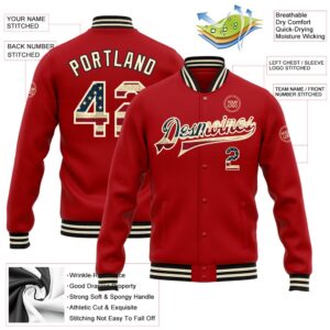 Custom Red Vintage USA Flag Cream Black Bomber Full Snap Baseball Jacket Custom Team Jacket 2 ff9qgc.jpg