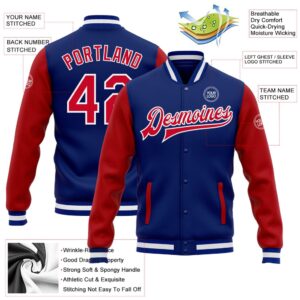 Custom Royal Red White Bomber Full Snap Varsity Baseball Jacket Custom Team Jacket 2 wsusnk.jpg
