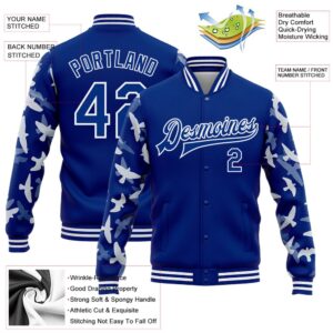 Custom Royal White Flying Bird Sleeves 3D Pattern Design Bomber Full Snap Baseball Jacket Custom Team Jacket 2 uu8swh.jpg