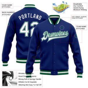 Custom Royal White Kelly Green Gray Bomber Full Snap Baseball Jacket Custom Team Jacket 2 dudtd2.jpg