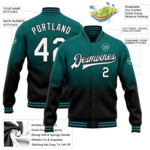 Custom Teal White Black Bomber Full Snap Baseball Jacket Custom Team Jacket 2 hlr7o4.jpg