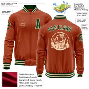 Custom Texas Orange Green Cream Bomber Varsity Letterman Zipper Jacket Custom Team Jacket 2 fwlpbh.jpg
