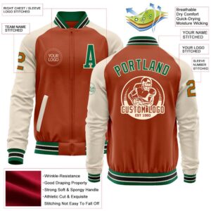Custom Texas Orange Kelly Green Cream Black Bomber Varsity Baseball Jacket Custom Team Jacket 2 alcbii.jpg