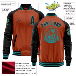 Custom Texas Orange Teal Black Bomber Varsity Baseball Jacket Custom Team Jacket 2 ljgc9o.jpg