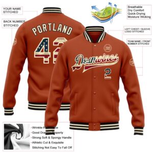 Custom Texas Orange Vintage USA Flag Cream Black Bomber Full Snap Baseball Jacket Custom Team Jacket 2 zejmwq.jpg