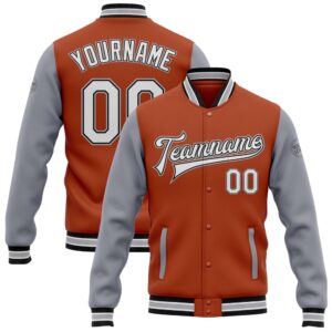 Custom Texas Orange White Black Gray Bomber…