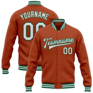 Custom Texas Orange White Kelly Green Bomber…