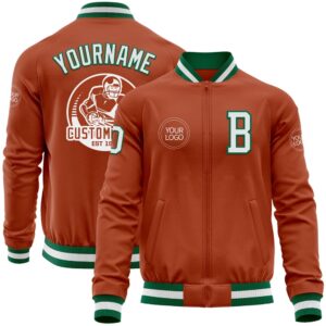 Custom Texas Orange White Kelly Green Bomber…