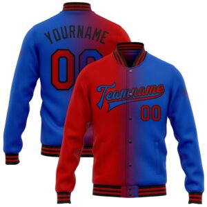Custom Thunder Blue Red Black Bomber Full…