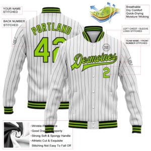 Custom White Black Pinstripe Neon Green Bomber Full Snap Baseball Jacket Custom Team Jacket 2 drpndo.jpg